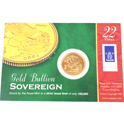 Pre-Owned 2001 UK Half Sovereign Gold Coin - Carded