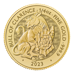 2023 UK Tudor Beasts Bull of Clarence 1/4oz Gold Coin