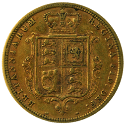 Pre-Owned 1852 UK RMS Douro Shipwreck Victoria Young Head Shield Full Sovereign Gold Coin in Cover