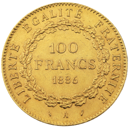 Pre-Owned 1886 French Standing Angel 100 Franc Gold Coin