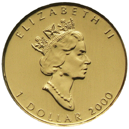 Pre-Owned 2000 Canadian Maple 'Millennium Privy' 1/20oz Gold Coin