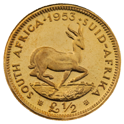 Pre-Owned 1953 Elizabeth II South African £1/2 Gold Coin