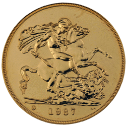 Pre-Owned 1987 UK Quintuple Sovereign Gold Coin
