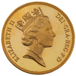 Pre-Owned 1992 UK Quintuple Sovereign Proof Design Gold Coin