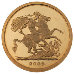 Pre-Owned 2009 UK Quintuple Sovereign Proof Design Gold Coin