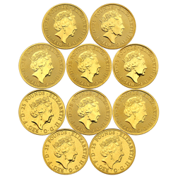 Pre-Owned UK Queen's Beasts 1/4oz Gold Coin Full Collection (10 Coins)
