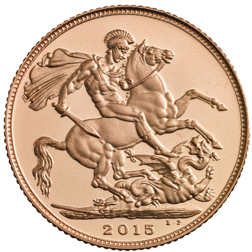 Pre-Owned 2015 UK Fifth Portrait Proof First Edition Full Sovereign Gold Coin - Damaged Box