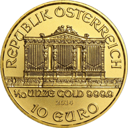 Pre-Owned Austrian Philharmonic 1/10oz Gold Coin - Mixed Dates
