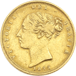 Pre-Owned 1877 London Mint Victorian 'Shield' Half Sovereign Gold Coin