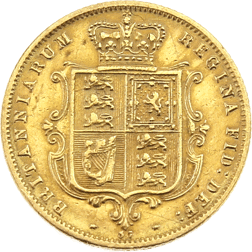 Pre-Owned 1877 London Mint Victorian 'Shield' Half Sovereign Gold Coin