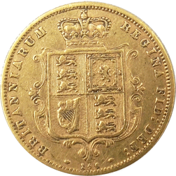Pre-Owned 1877 London Mint Victorian 'Shield' Half Sovereign Gold Coin