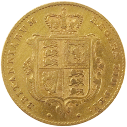 Pre-Owned 1843 London Mint Victorian 'Shield' Half Sovereign Gold Coin
