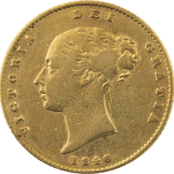 Pre-Owned 1846 London Mint Victorian 'Shield' Half Sovereign Gold Coin