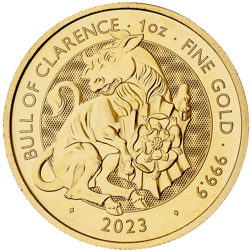 Pre-Owned 2023 UK Tudor Beasts Bull of Clarence 1oz Gold Coin