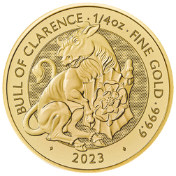 Pre-Owned 2023 UK Tudor Beasts Bull of Clarence 1/4oz Gold Coin