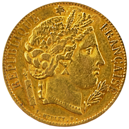 Pre-Owned 1850-A French Wreath 20 Franc 'Ceres' Gold Coin