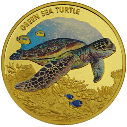 Pre-Owned 2014 Niue Green Sea Turtle 1oz Proof Gold Coin