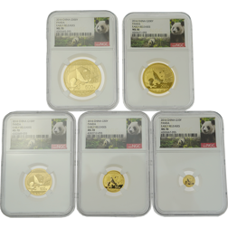 Pre-Owned 2016 Chinese Panda Five Coin Collection NGC Graded MS70