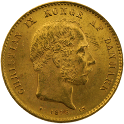 Pre-Owned 1873 Denmark Christian IX 20 Kroner Gold Coin