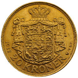 Pre-Owned 1917 Denmark Christian X 20 Kroner Gold Coin
