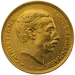 Pre-Owned 1917 Denmark Christian X 20 Kroner Gold Coin