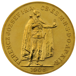 Pre-Owned 1908 Hungary Franz Joseph I 100 Korona Gold Coin