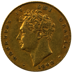 Pre-Owned 1828 George IV Bare Head Half Sovereign Gold Coin