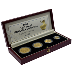 Pre-Owned 1998 UK Britannia Gold Proof 4-Coin Set - Damaged Box
