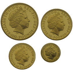 Pre-Owned 1998 UK Britannia Gold Proof 4-Coin Set - Damaged Box