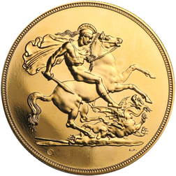 Pre-Owned UK Quintuple Sovereign Gold Coin - Mixed Dates