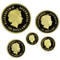 Pre-Owned 2000 Australian Nugget Proof Gold Coin Series - 5 Coin Set