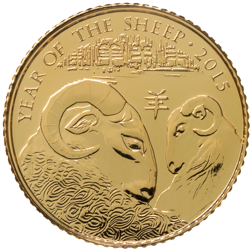 Pre-Owned 2015 UK Lunar Sheep 1/10oz Gold Coin