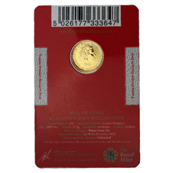 Pre-Owned 2015 UK Lunar Sheep 1/10oz Gold Coin - Carded