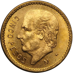 Pre-Owned Mexican 5 Peso Gold Coin - Mixed Dates