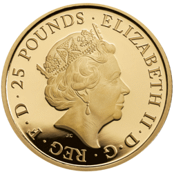 Pre-Owned 2016 UK William Shakespeare 1/4oz Proof Design Gold Coin