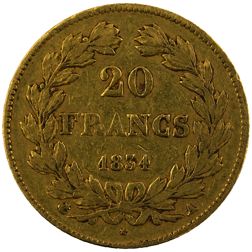 Pre-Owned 1834 French 20 Franc Louis Philippe I Gold Coin