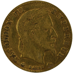 Pre-Owned French Napoleon III Wreath 5 Franc Gold Coin - Mixed Dates