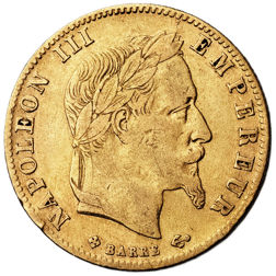 Pre-Owned French Napoleon III Wreath 5 Franc Gold Coin - Mixed Dates