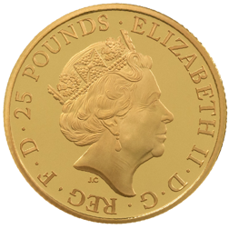 Pre-Owned 2022 UK Tudor Beasts The Lion of England 1/4oz Proof Gold Coin