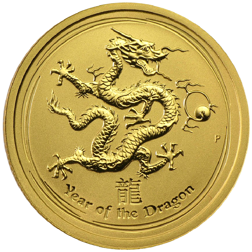 Pre-Owned 2012 Australian Lunar Dragon 1/4oz Gold Coin
