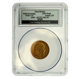 Pre-Owned 1902 Perth Mint Full Sovereign Gold Coin CGS Graded F 35 - 6826-SO.E7.1902.04
