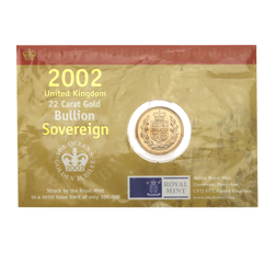 Pre-Owned 2002 UK Carded Full Sovereign Gold Coin