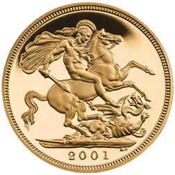 Pre-Owned 2001 UK Full Sovereign Gold Coin - Carded