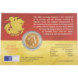 Pre-Owned 2005 UK Full Sovereign Gold Coin - Carded