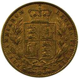 Pre-Owned 1868 London Mint DN.37 Victoria Young Head 'Shield' Full Sovereign Gold Coin