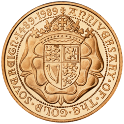 Pre-Owned 1989 UK '500th Anniversary' Half Sovereign Proof Gold Coin
