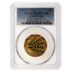 Pre-Owned 2001 UK Marconi £2 Proof Gold Coin - PCGS Graded PR68 - 389309.68/39615168