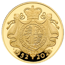 Pre-Owned 2022 UK Elizabeth II Platinum Jubilee 1/4oz Proof Gold Coin