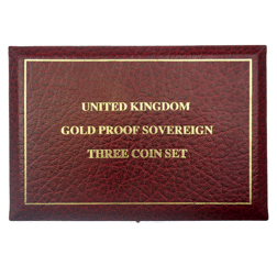 Pre-Owned 1995 UK Proof Sovereign Gold 3 Coin Collection - Damaged Box