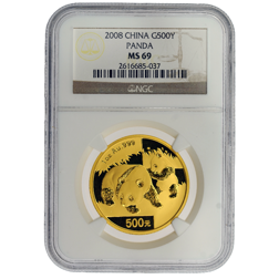 Pre-Owned 2008 Chinese Panda 1oz Gold Coin - NGC Graded MS69 - 2616685-037